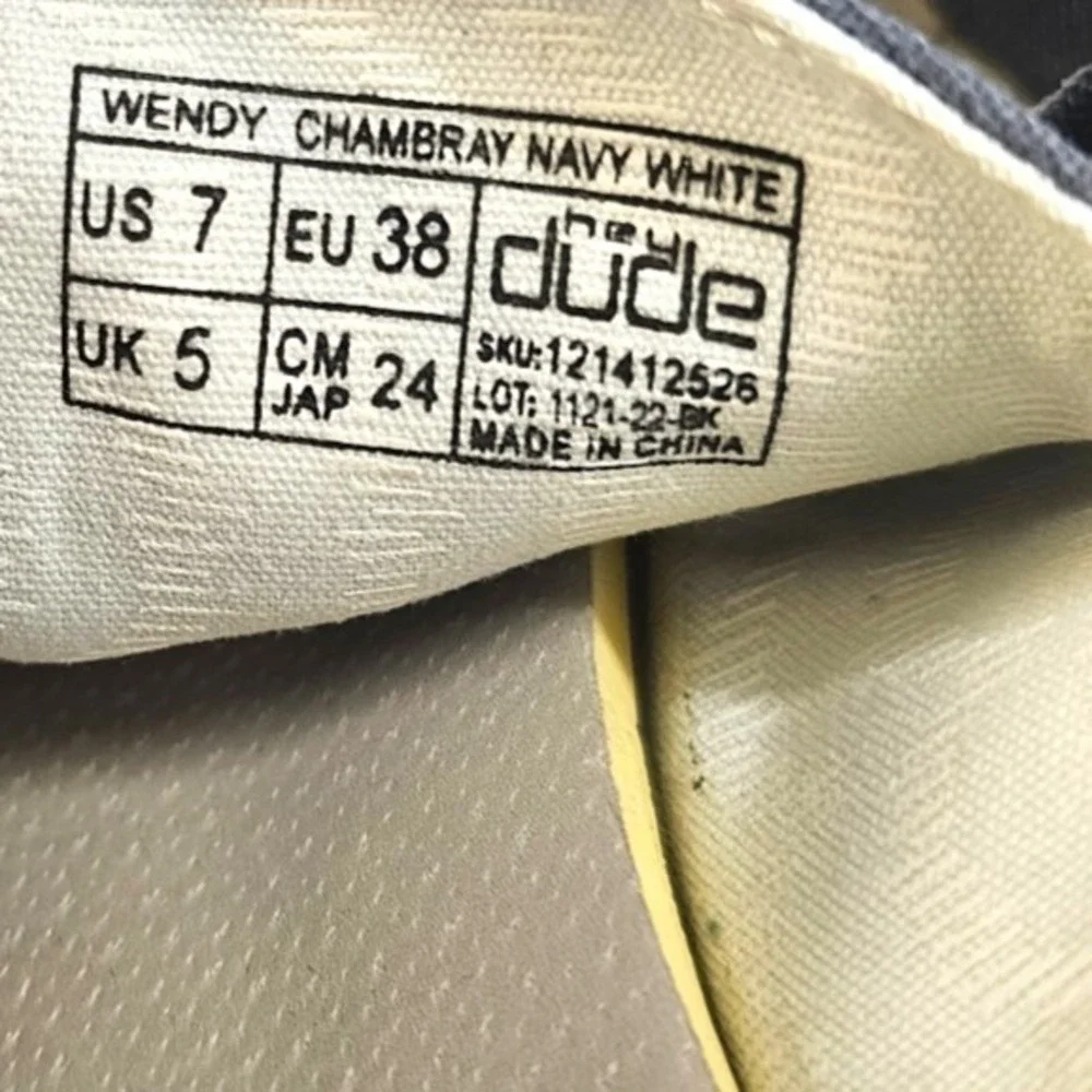 Hey Dude Wendy Chambray Shoes Womens‎ Size 7 Slip On Comfort Loafer